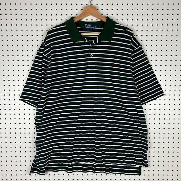 Polo Ralph Lauren Other - Polo Ralph Lauren Polo Shirt Size XXL Striped Golf Button Green White Blue Pony